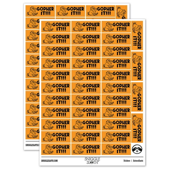Gopher Go For it Teacher Student School Sticker Set - Orange - Gloss Finish - 1.5" Small