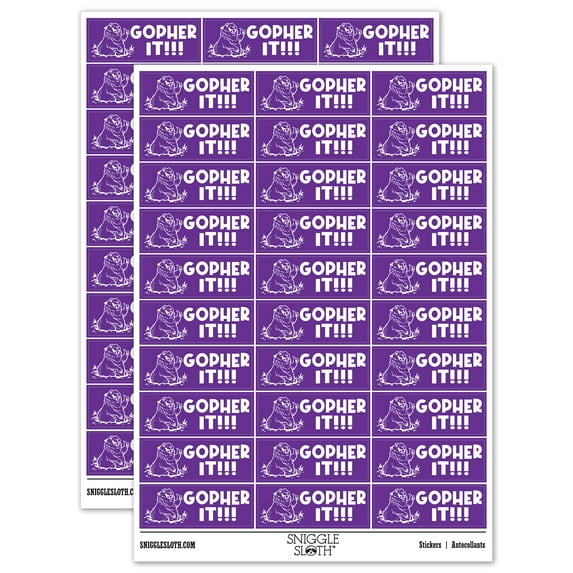 Gopher Go For it Teacher Student School Sticker Set - Purple - Gloss Finish - 1.75" Medium