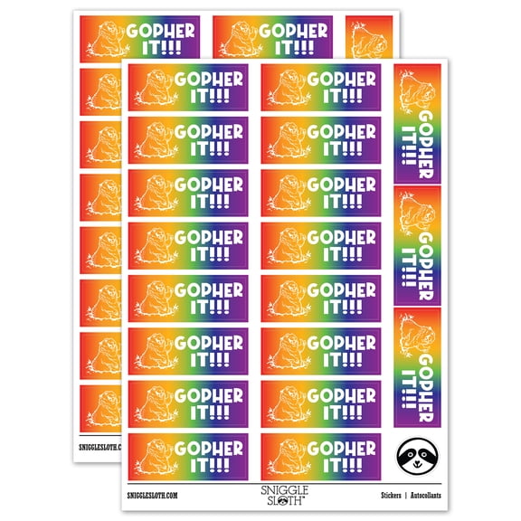Gopher Go For it Teacher Student School Sticker Set - Rainbow - Gloss Finish - 2.00" Large