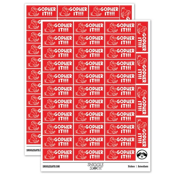 Gopher Go For it Teacher Student School Sticker Set - Red - Gloss Finish - 1.5" Small