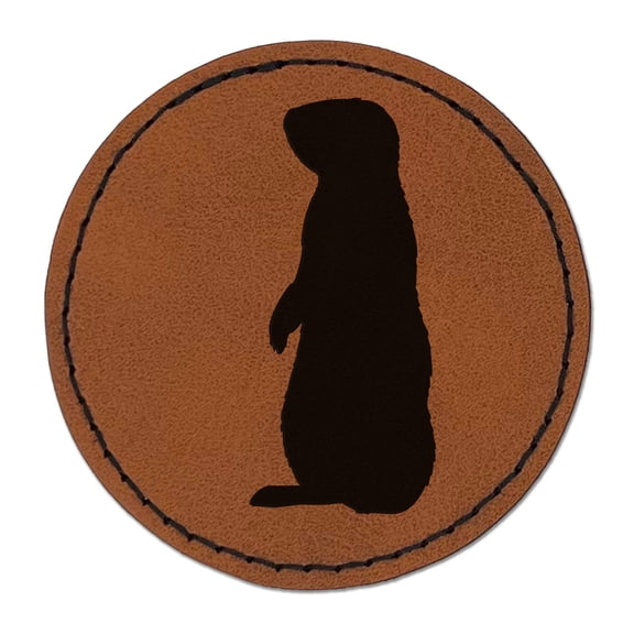 Gopher Solid 2.5" Faux Leather Round Engraved Iron-On Patch - Brown