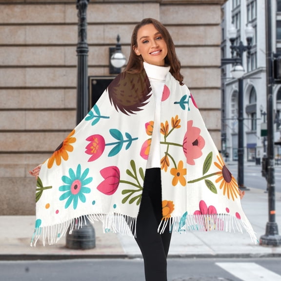 Gophers Mouse Flowers Winter Scarf for Women Fashion Warm Long Soft Blanket Scarves Gifts