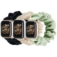 thumbnail image 1 of Gopink 3 Pcs Compatible for Apple Watch Band Scrunchie 49mm 45mm 44mm 42mm Pearls Satins Elastic Cloth Soft Bands Women Bracelet Strap for iWatch Series SE 8 7 6 5 4 3 2 1( 6.3 - 7.9 inches), 1 of 5
