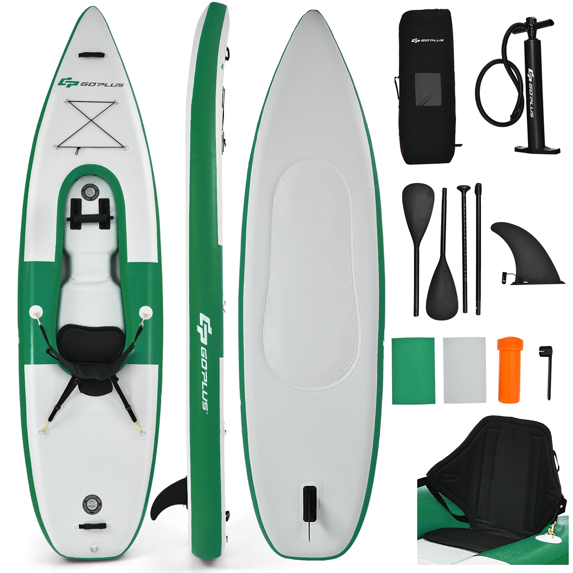 Inflatable Stand up Paddle Board SUP Inflatable Paddle Board with  Paddleboard Accessories Triple Action Pump Fishing Green 