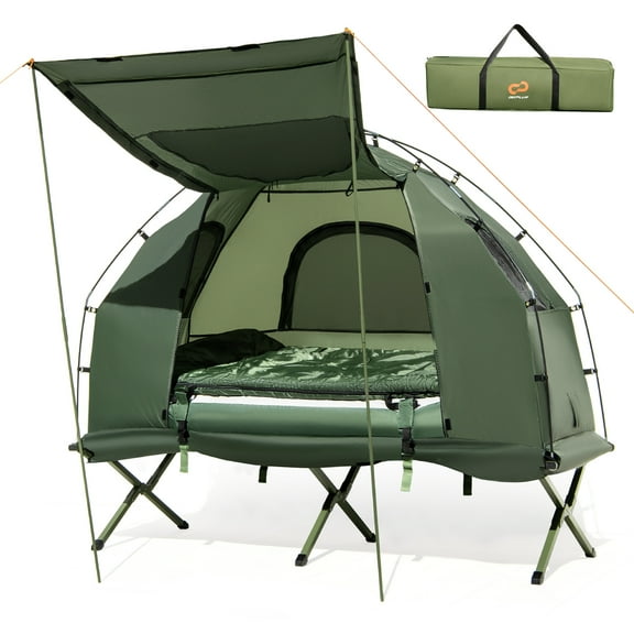 Goplus 1-Person Waterproof Camping Tent Cot with Air Mattress, Pillow, Sleeping Bag