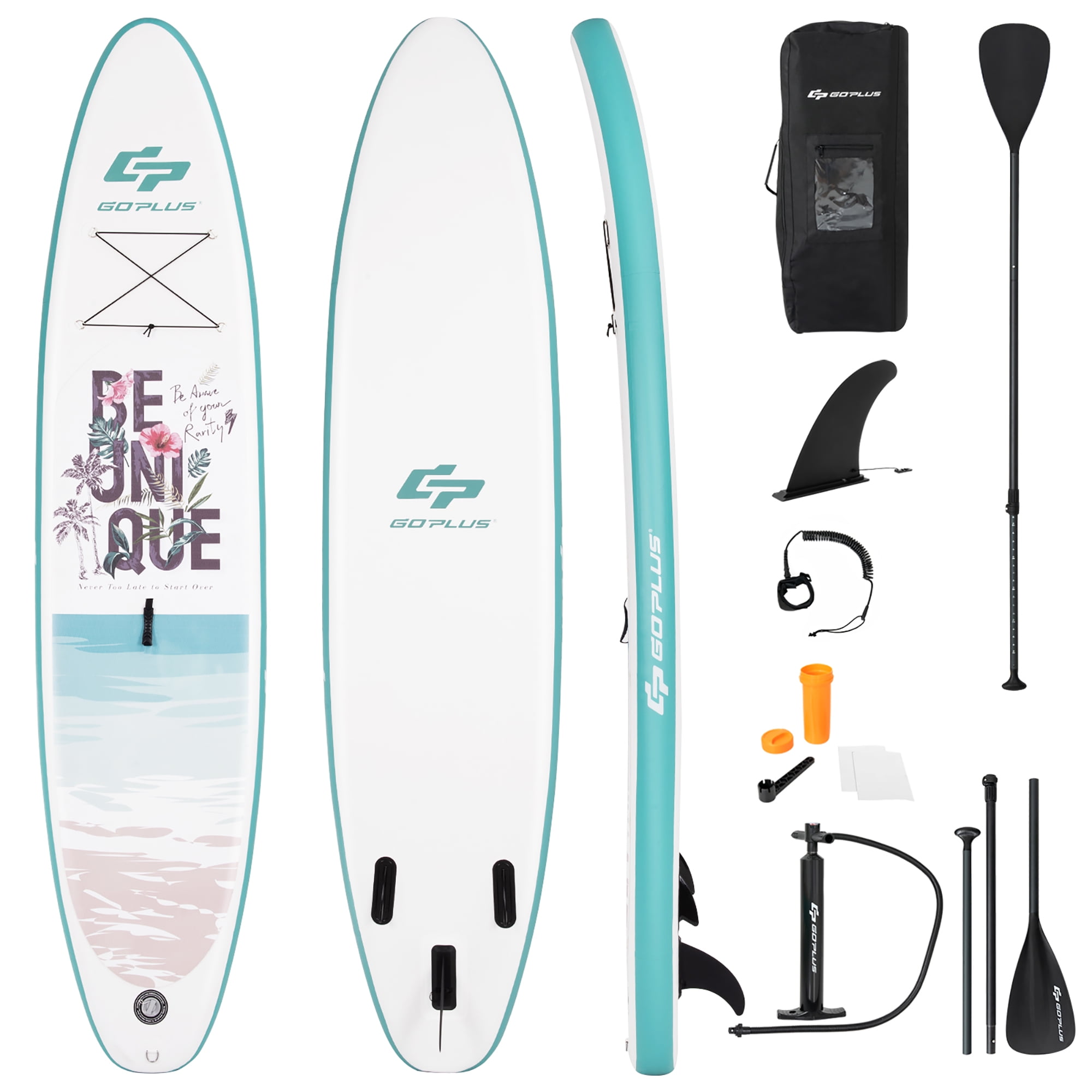 Goplus 10.5' Inflatable Stand Up Paddle Board Surfboard W/ Aluminum Paddle Pump Green