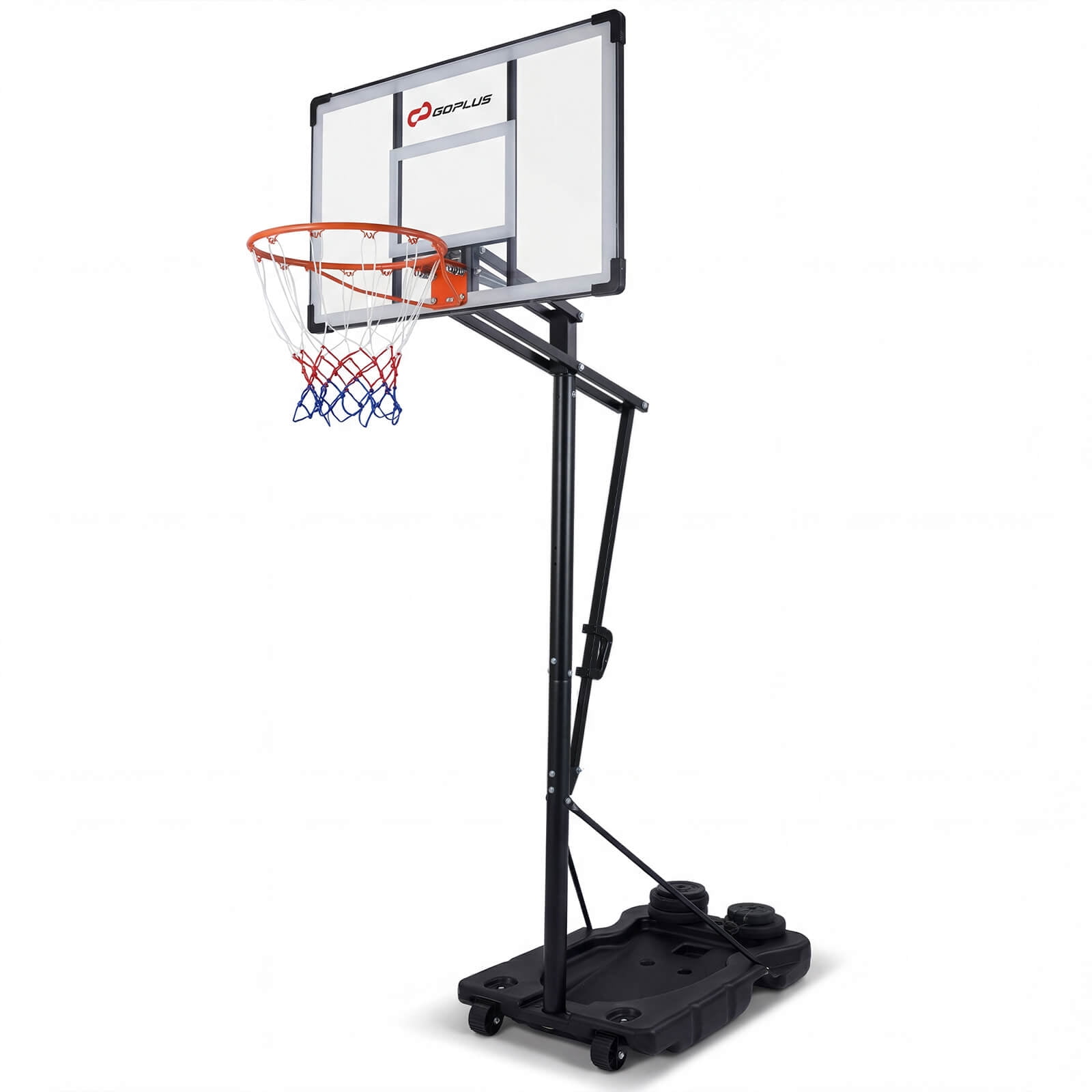 Goplus 10 FT Portable Basketball Hoop with Shock Absorbent Rim, Fillable Base for Adults Black