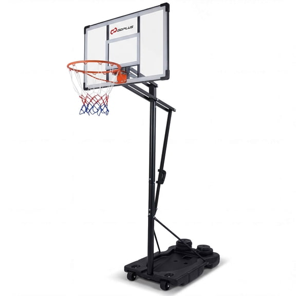 Goplus 10 FT Portable Basketball Hoop with Shock Absorbent Rim, Fillable Base for Adults Black