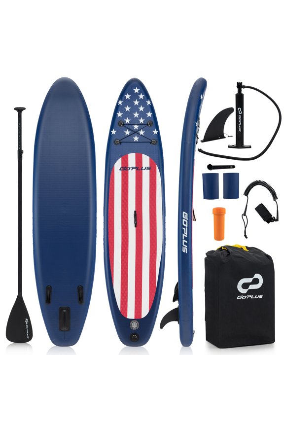 Goplus 10' Inflatable SUP Board Portable Adjustable Stand Up Paddle Board with 5 D Rings Blue