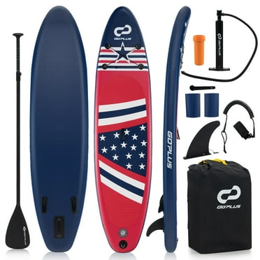 Goplus 10' Inflatable SUP Board Portable Adjustable Stand Up Paddle Board with 5 D Rings Red