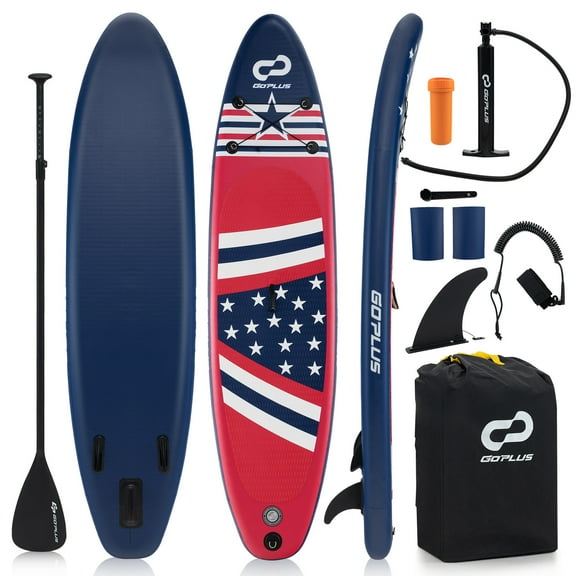 Goplus 10' Inflatable SUP Board Portable Adjustable Stand Up Paddle Board with 5 D Rings Red