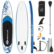 Goplus 11'Inflatable Stand Up Paddle Board SUP W/Carrying Bag Aluminum Paddle Blue
