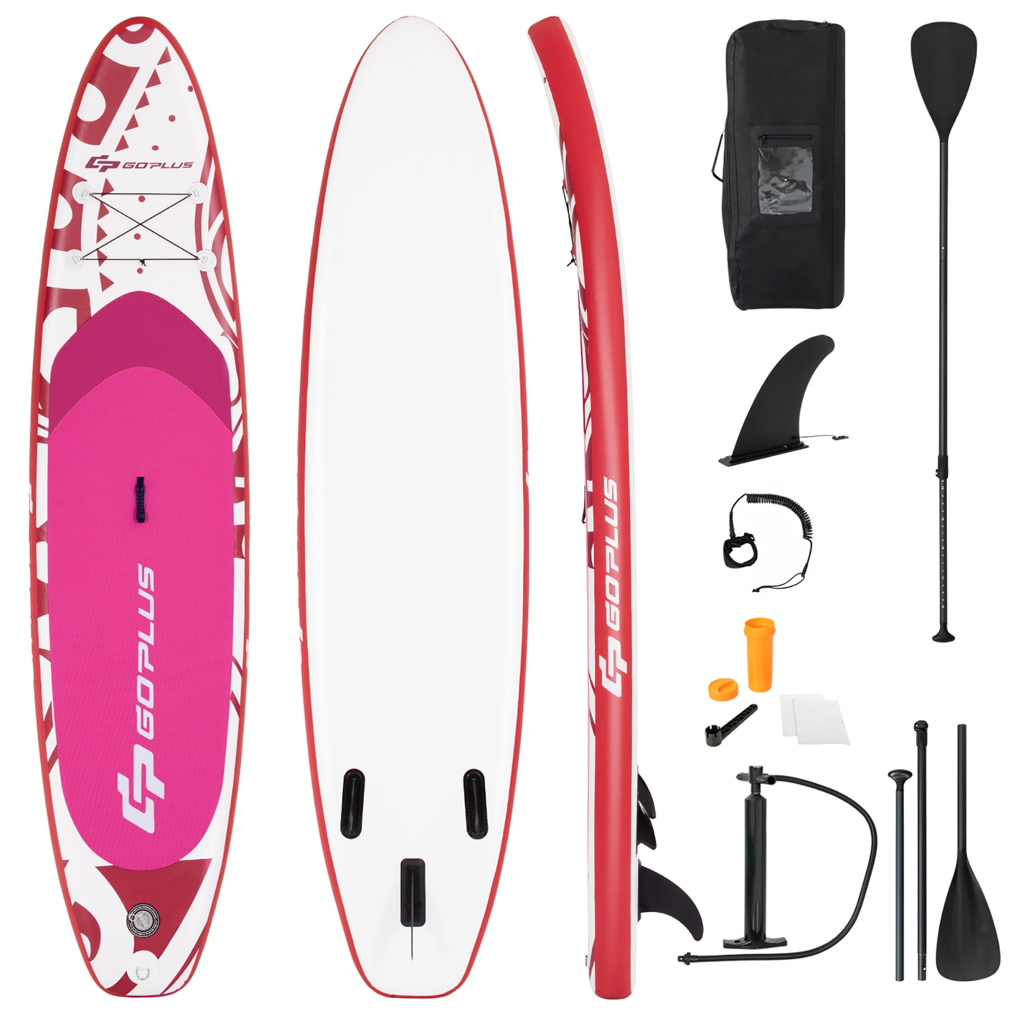 Goplus 11' Inflatable Stand Up Paddle Board SUP W/ Carrying Bag Aluminum Paddle Pink