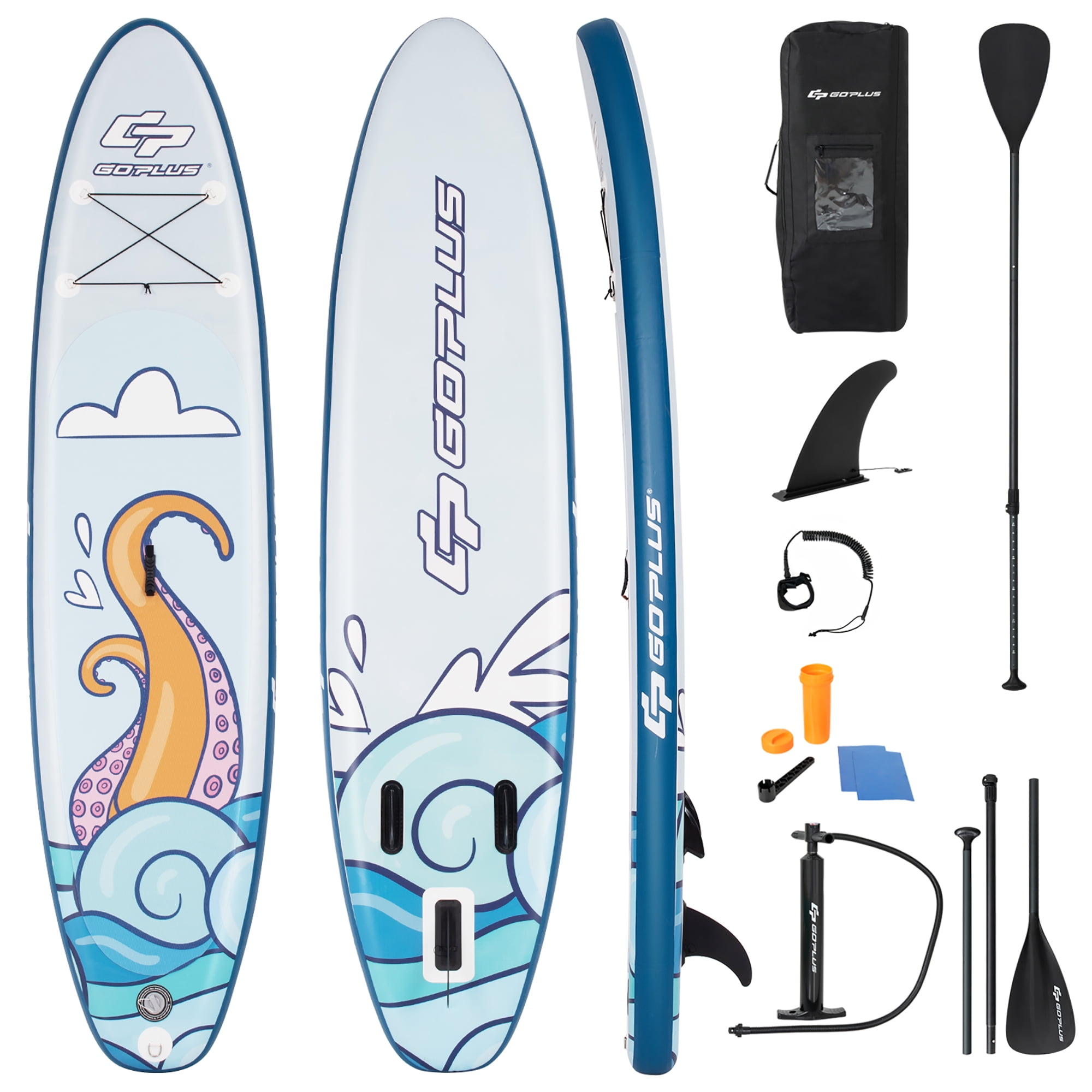 Goplus 11' Inflatable Stand Up Paddle Board Surfboard W/Aluminum Paddle Pump Blue