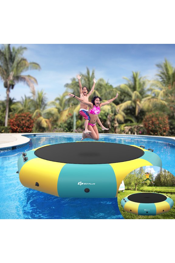 Goplus 12FT Inflatable Water Bouncer Splash Padded Water Trampoline