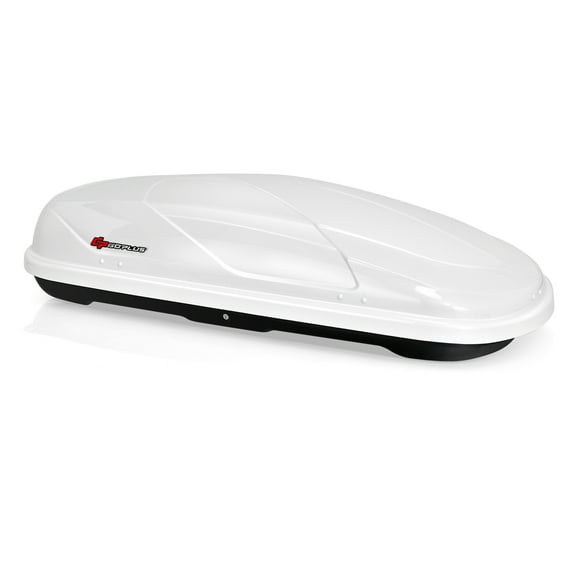 Goplus 14 Cubic Feet Cargo Box Dual-Sided Opening Rooftop Carrier Heavy Duty White