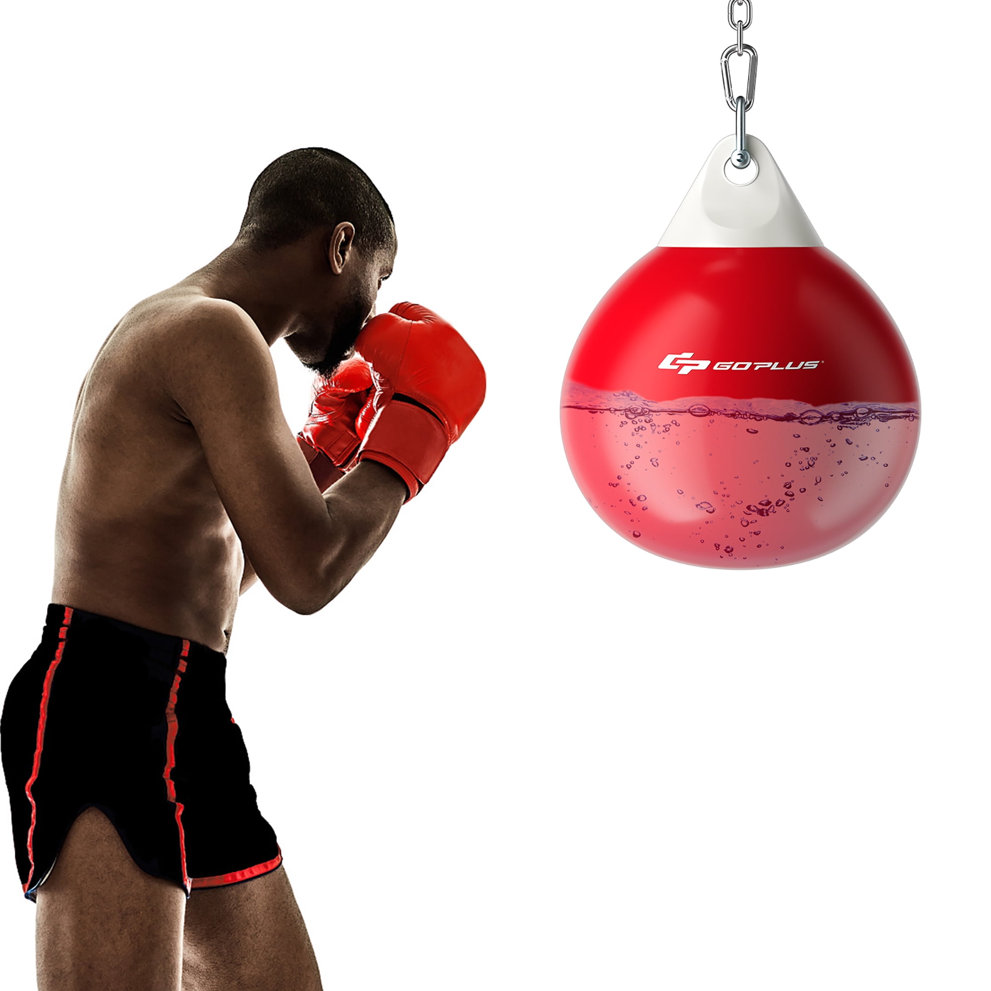 Goplus 18 110Lbs Heavy Water Filled Punching Aqua Training Boxing Bag Home Gym Hook Red