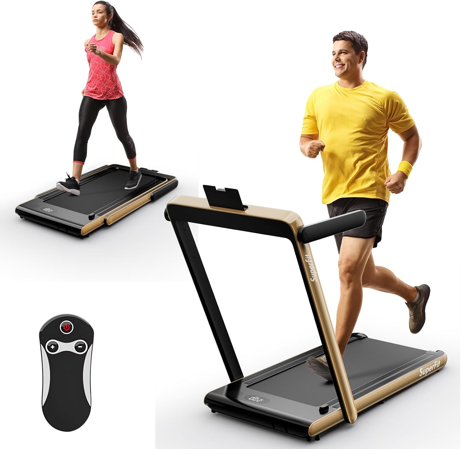 Goplus 2 in 1 Under Desk Treadmill 2.25HP Superfit Folding Treadmill with Touch Panel Control App Control Remote Control Bluetooth Speaker Foldable Walking Treadmills for Home Office Walmart