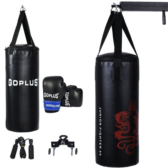 Goplus 2 FT Kids Punch Bag Boxing Set Kick Ball Gloves Skipping Rope Hook Children Boys