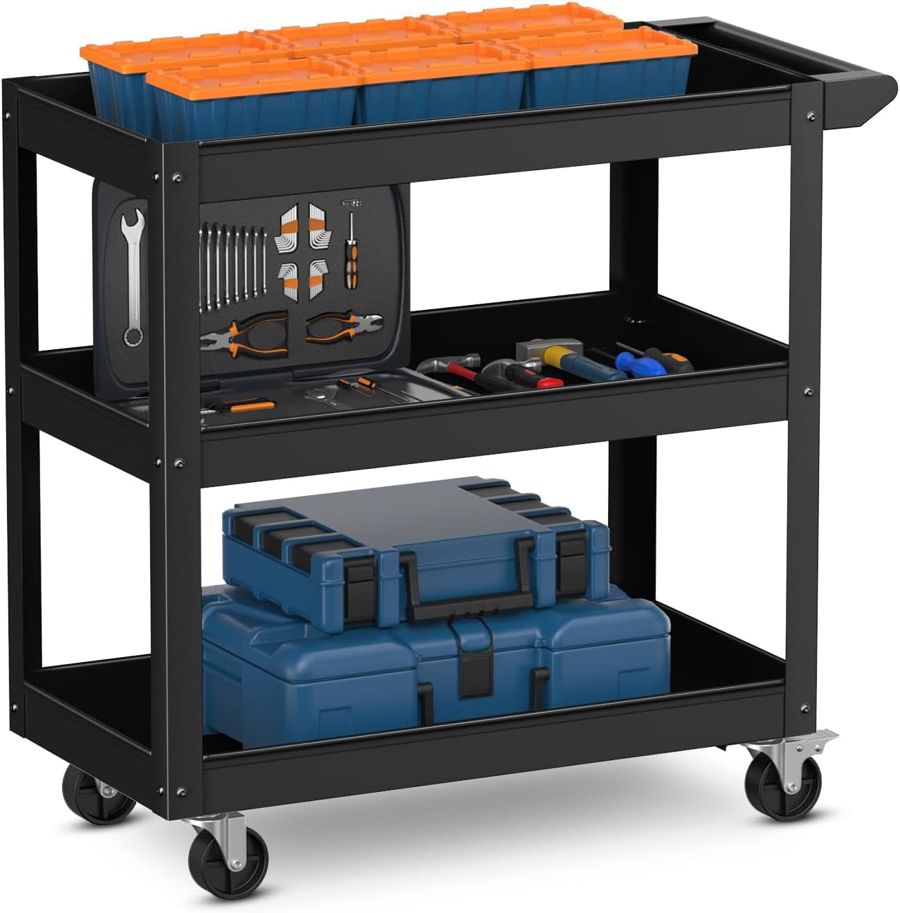 Goplus 3-Layer Service Utility Cart, Heavy Duty Unity Cart with Flat ...