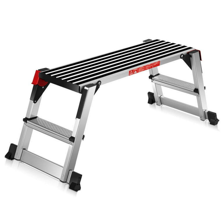 Goplus 3 Step Aluminum Lightweight Ladder Folding Non-Slip Platform Stool  330Lbs Load