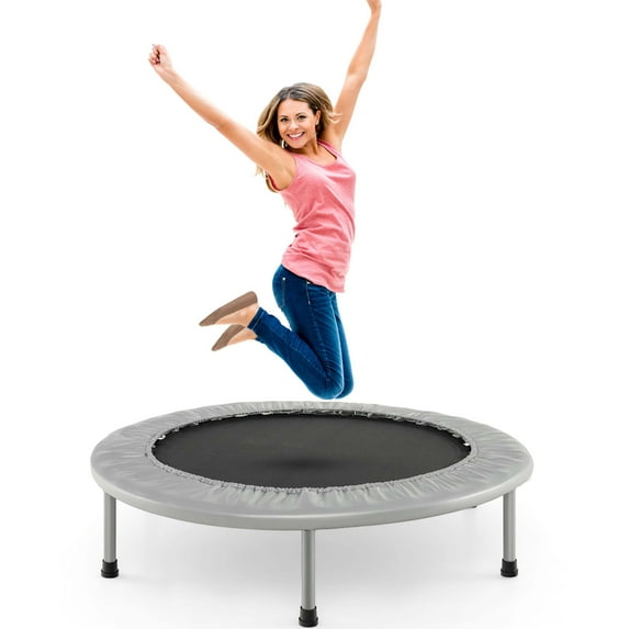 Goplus 38" Mini Folding Trampoline Portable Recreational Fitness Rebounder Grey