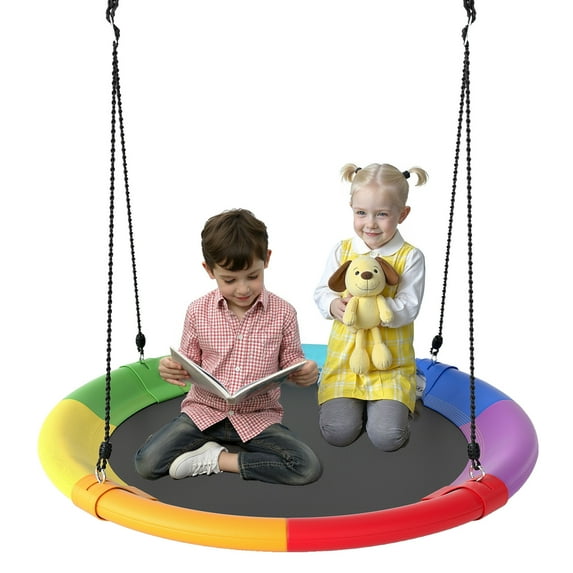 Goplus 40'' Flying Saucer Tree Swing Indoor Outdoor Play Set Swing for Kids Colorful