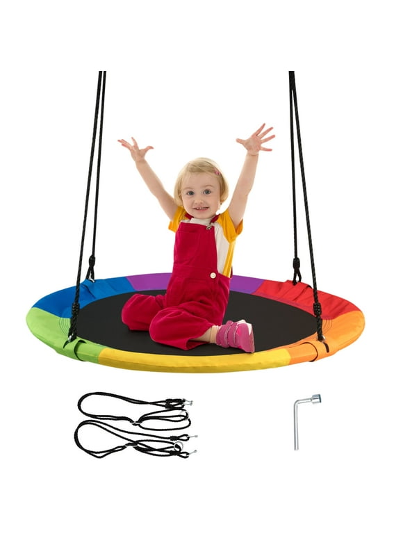 Goplus 40" Flying Saucer Tree Swing Indoor Outdoor Play Set Swing for Kids colorful