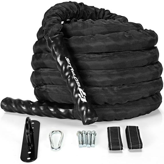 Goplus 40FT Battle Rope 1.5'' Diameter Exercise Rope w/Anchor Strap Kit