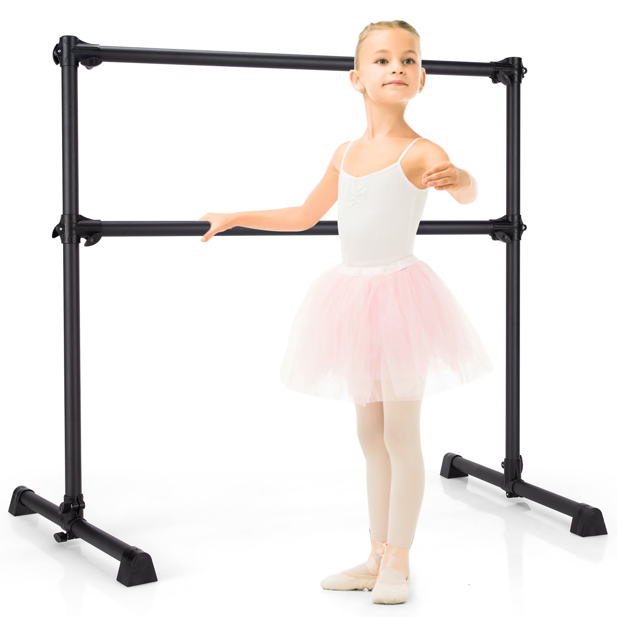 Goplus 4FT Portable Double Freestanding Ballet Barre Dancing Stretching  Black 