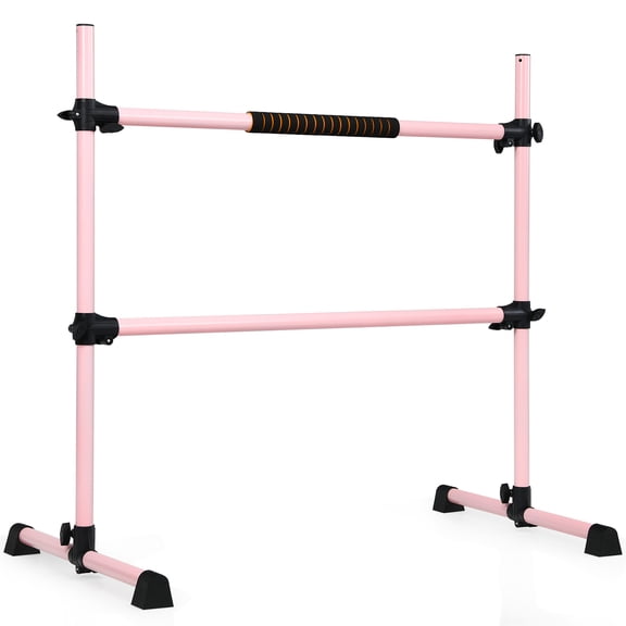 Goplus 4ft Portable Ballet Barre Freestanding Adjustable Double Dance Bar Pink