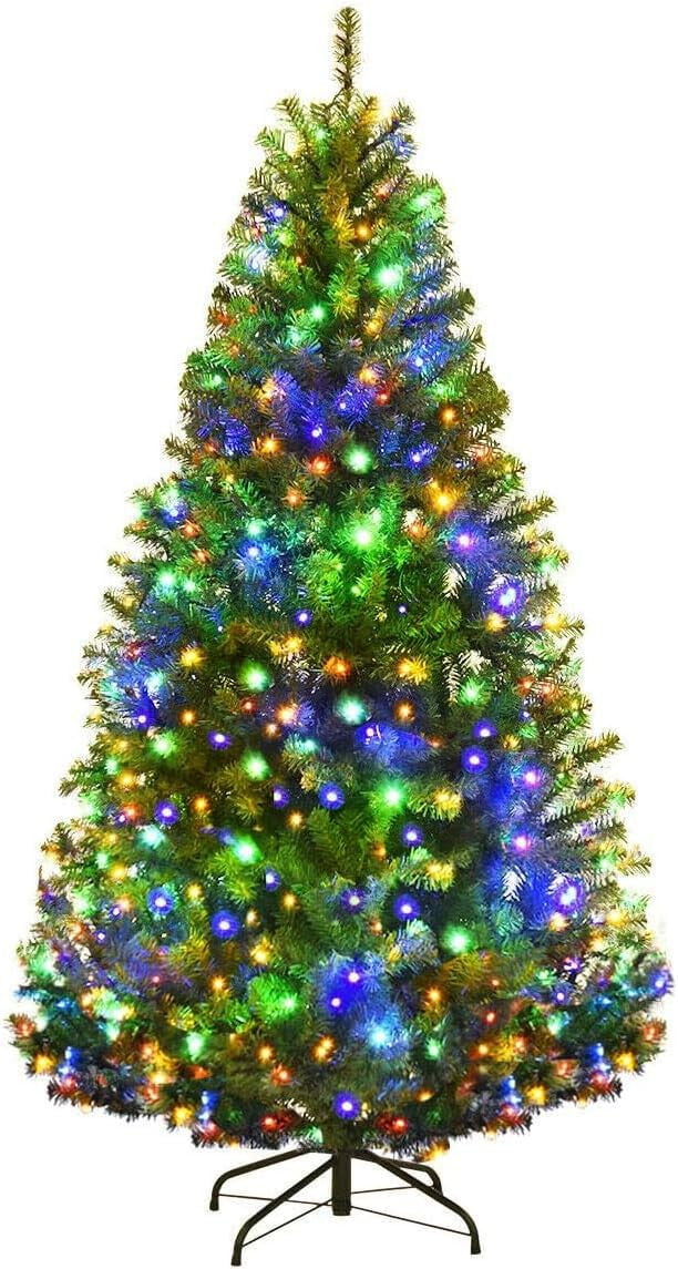 Goplus 5FT PreLit Artificial Christmas Tree, Hinged Xmas Tree with 150