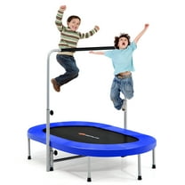 Goplus Adjustable Handrail Foldable Trampoline, Blue, 59.50" x 35.50" x 52.00"