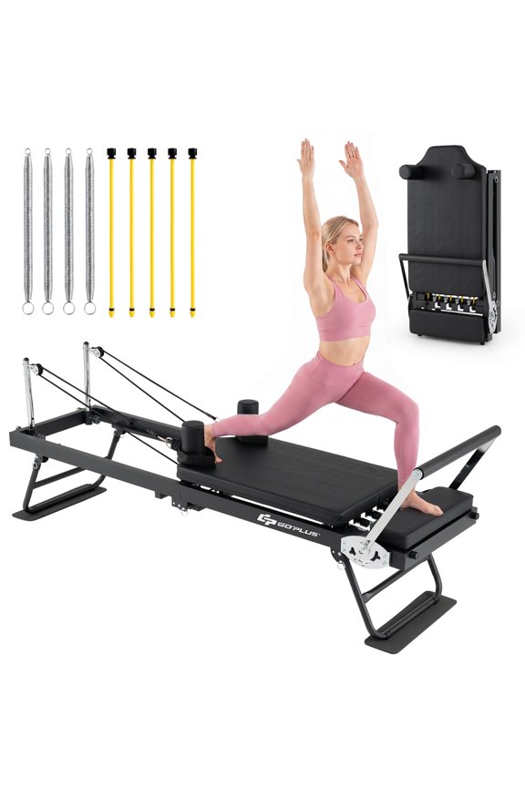 Goplus Foldable Pilates Reformer Machine for Home Gym,Pilates Equipment