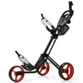 thumbnail image 1 of Goplus Folding 3 Wheels Golf Push Cart W/Brake Scoreboard Adjustable Handle Red, 1 of 10