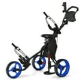 thumbnail image 1 of Goplus Folding 3 Wheels Golf Push Cart W/Seat Scoreboard Adjustable Handle Blue, 1 of 11
