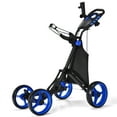 thumbnail image 1 of Goplus Folding 4 Wheels Golf Push Cart W/Bag Scoreboard Adjustable Handle Blue, 1 of 12