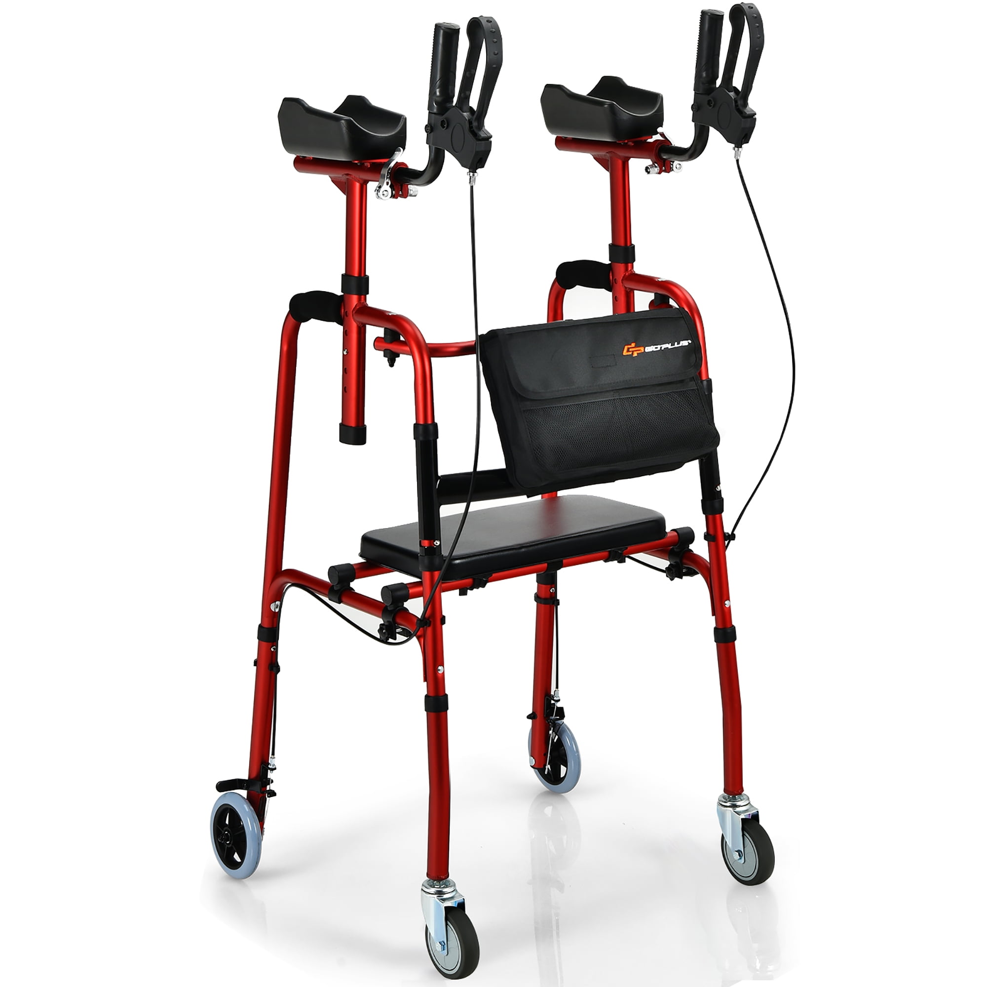 TheLAShop One-Hand Fold Rollator Walker with Footrest Seat
