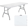 thumbnail image 1 of Goplus Folding Tables, 6ft Foldable Plastic Card Table, Portable Heavy Duty Fold Up Table w/Handle, White Outdoor Utility Folding Table for Picnic, Party, Dining, Camping, Beach, BBQ, No Assembly, 1 of 9