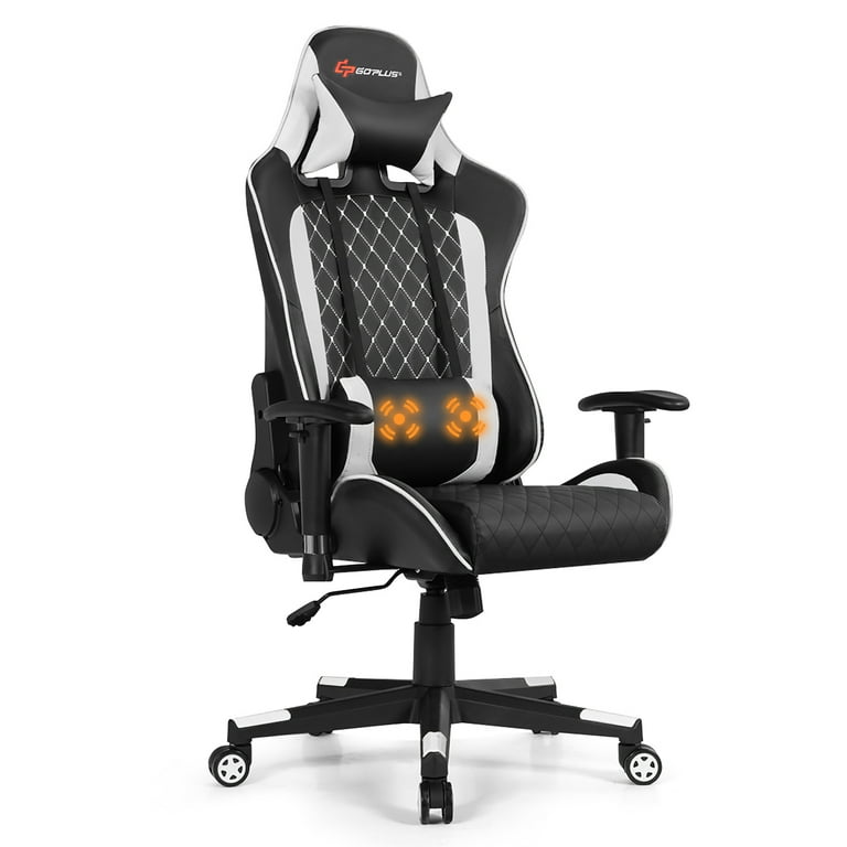 Professional racer chair with headrest & lumbar cushion black best sale