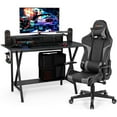 thumbnail image 1 of Goplus Gaming Computer Desk&Massage Gaming Chair Set w/Monitor Shelf Power Strip Grey, 1 of 12