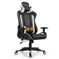 thumbnail image 1 of Goplus Massage Gaming Chair Reclining Racing Chair w/Lumbar Support and Headrest White, 1 of 10