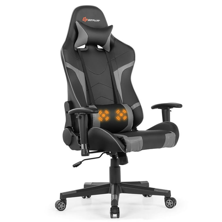 Goplus Ergonomic Massage Gaming Chair with Lumbar Support, Swivel