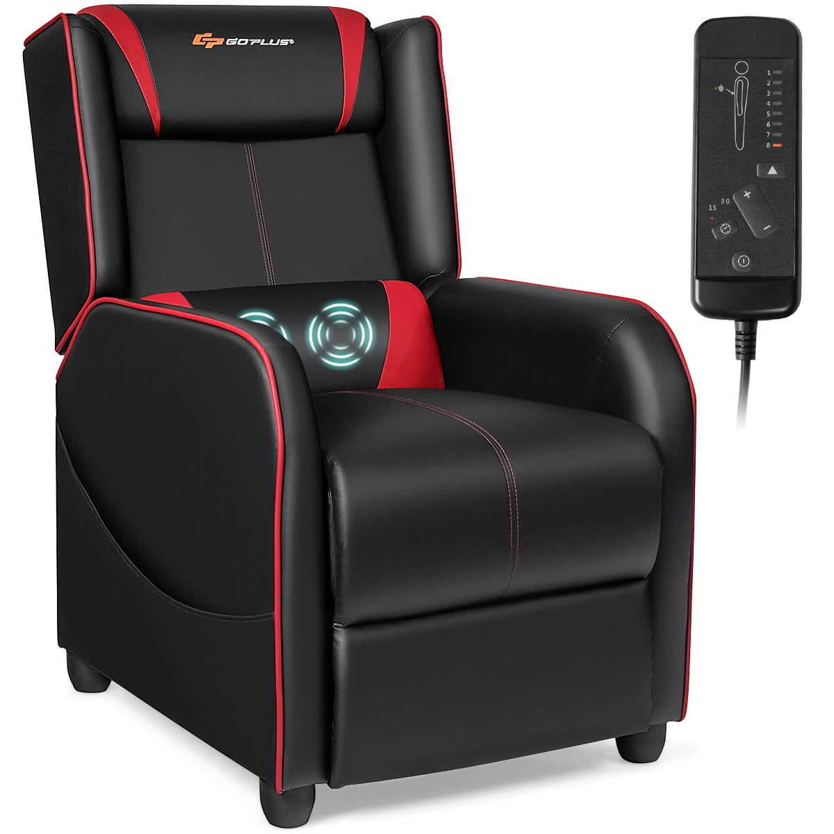 Goplus Massage Gaming Recliner Chair Single Living Room Sofa Home Theater Seat Red