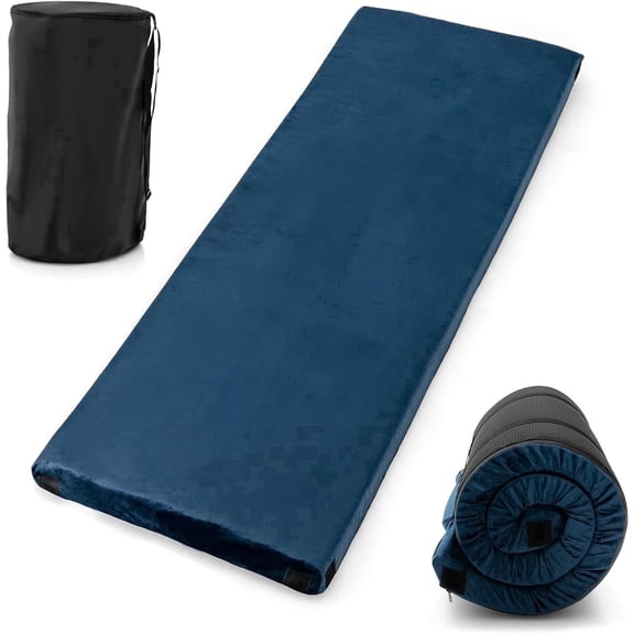 Oaskys Memory Foam Camping Mattress, Portable Roll up Sleeping Pad w/Anti-Slip Bottom, Travel Bag, Single/Twin Waterproof Floor Mat, Guest Bed