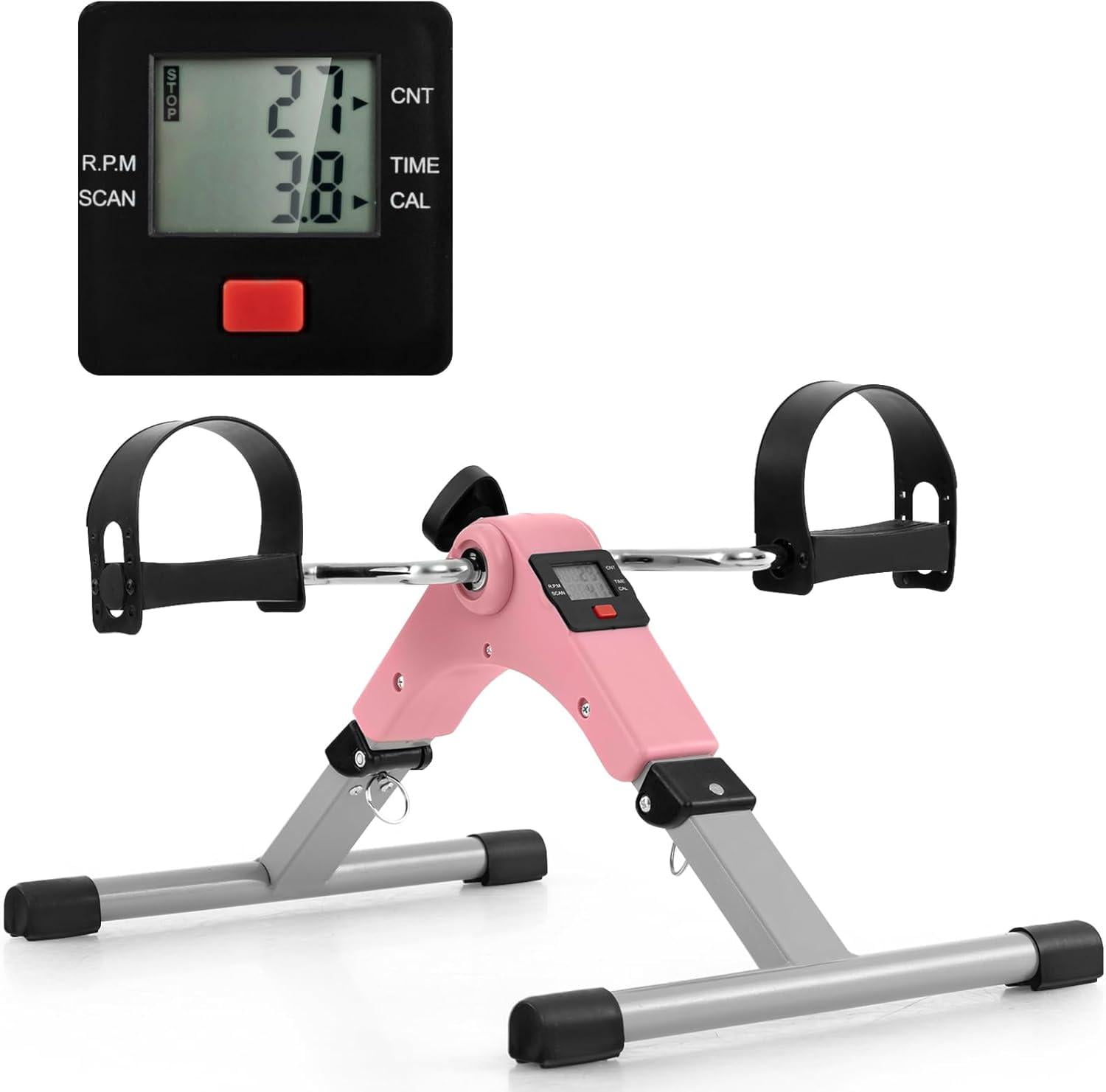 Goplus Mini Exercise Bike, Folding Under Desk Bike Pedal Exerciser with ...