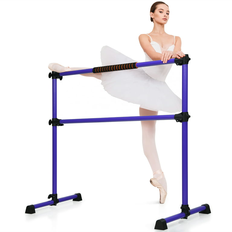 Goplus Portable Ballet Barre 4ft Freestanding Adjustable Double Dance Bar  Purple 