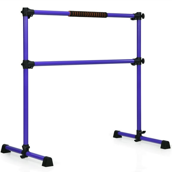 Goplus Portable Ballet Barre 4ft Freestanding Adjustable Double Dance Bar Purple