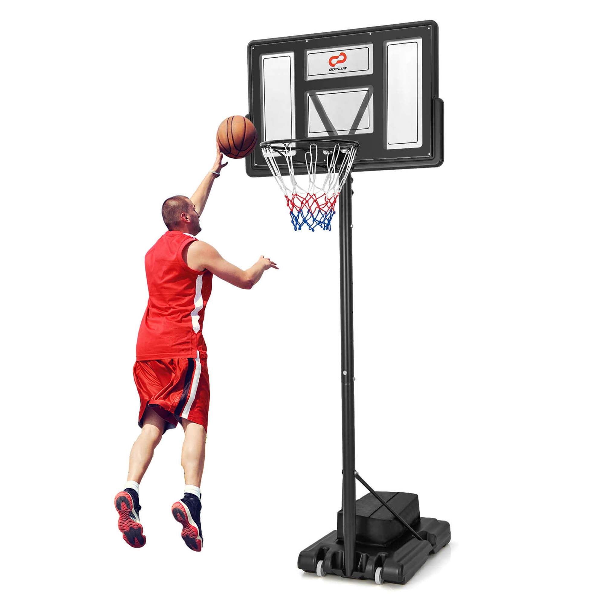 Goplus Portable Basketball Hoop 11Level Height Adjustable Basketball