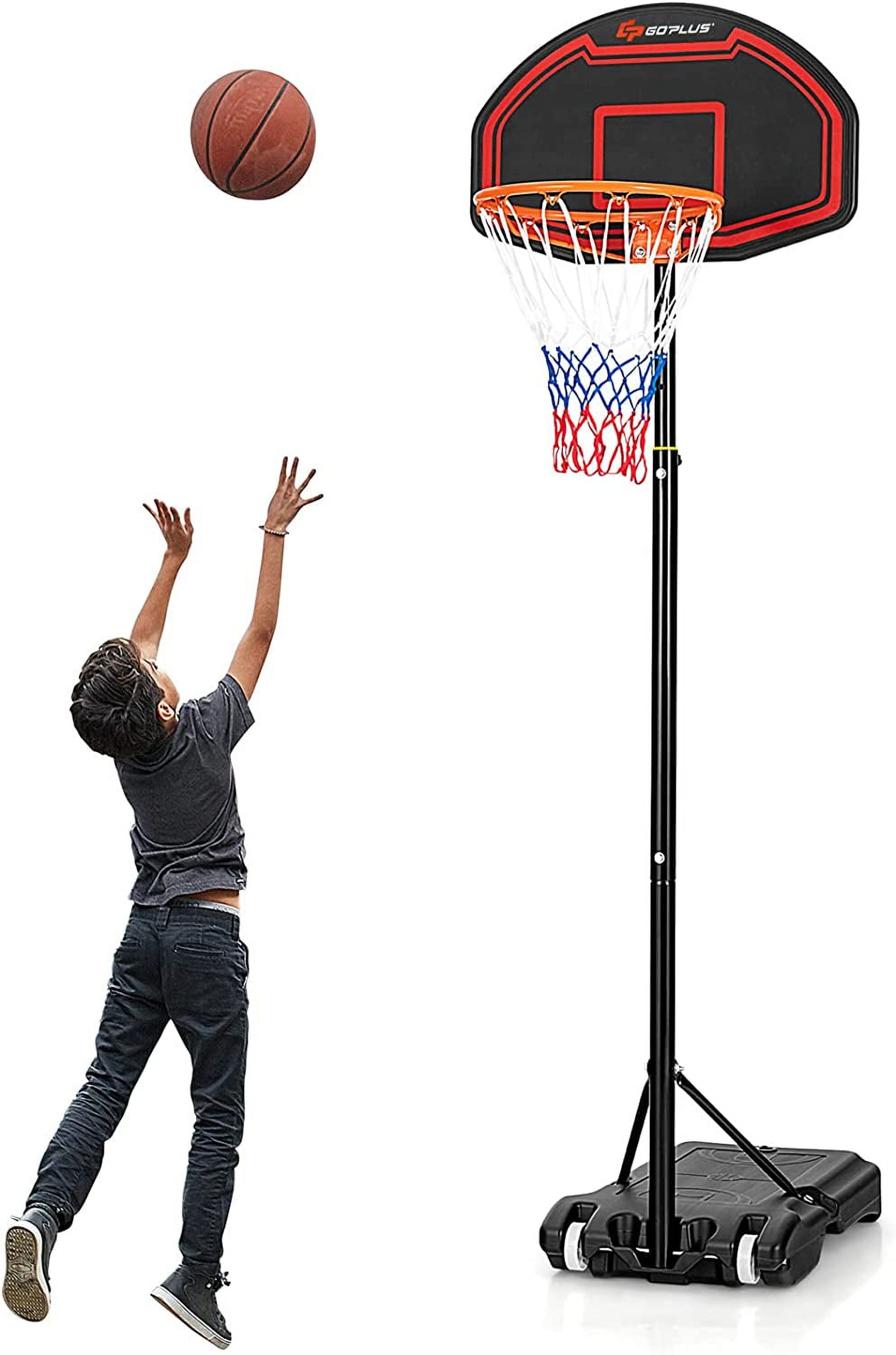 Goplus Portable Basketball Hoop Outdoor, 6.3FT8.1FT Height Adjustable